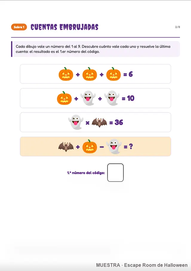 Muestra de página del kit: Cuentas Embrujadas