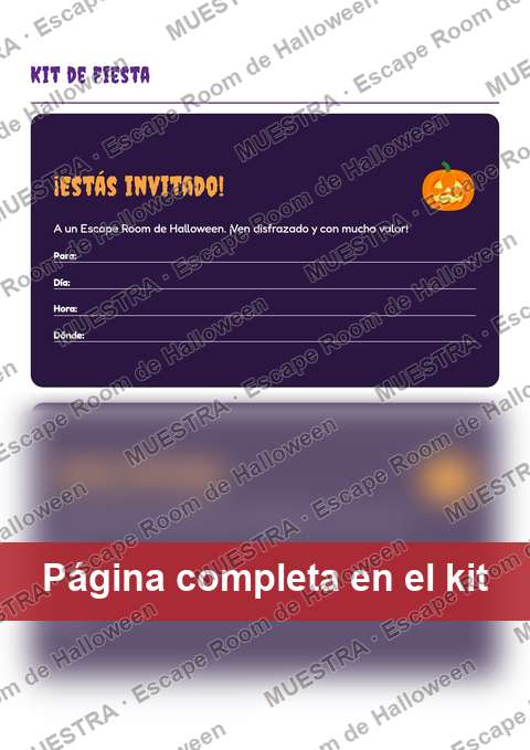 Muestra de página del kit: Invitaciones de la fiesta